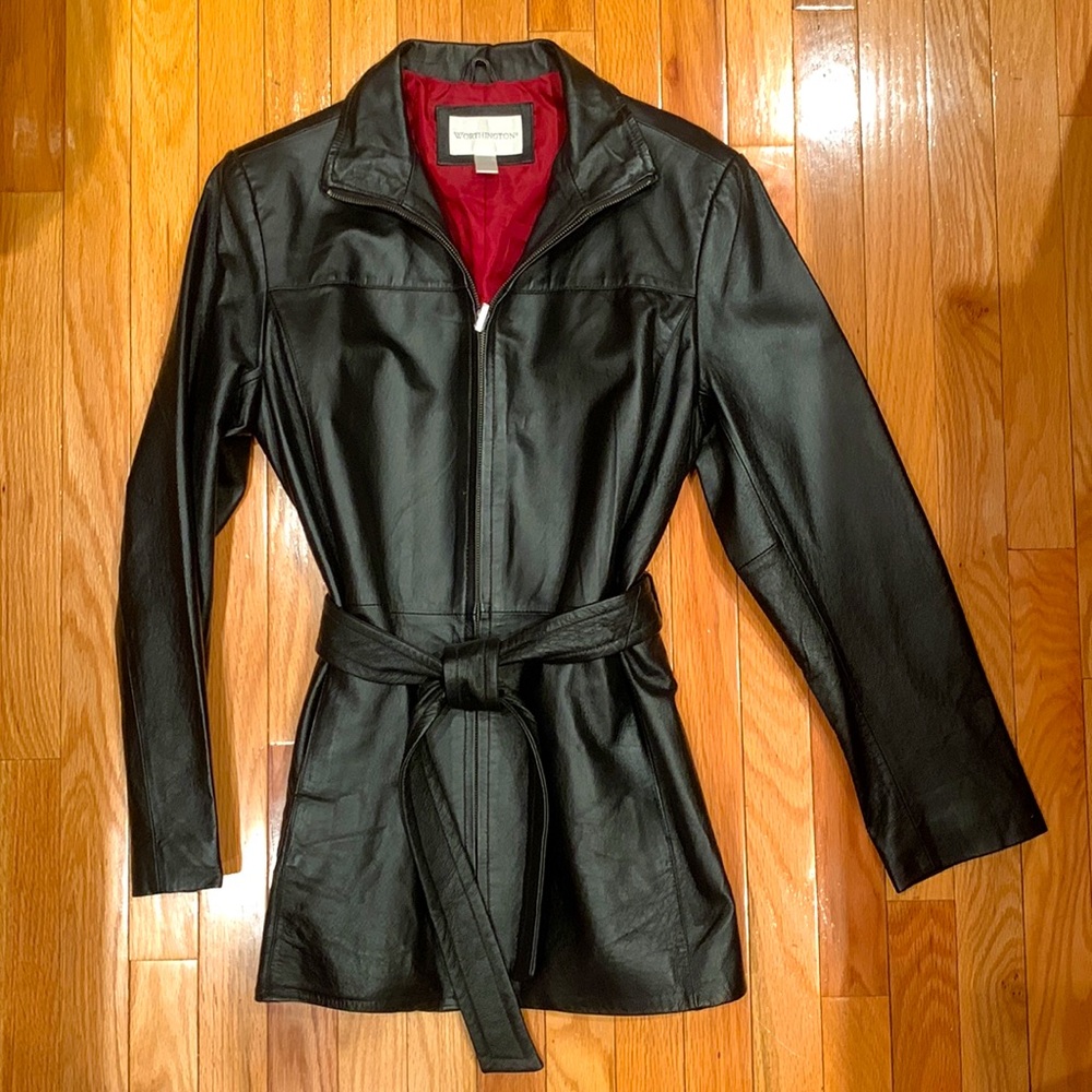 Worthington genuine leather Womens size Medium black zip up jacket